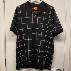 Mens Large - Nike Dri-Fit Black Windowpane Polo Shirt